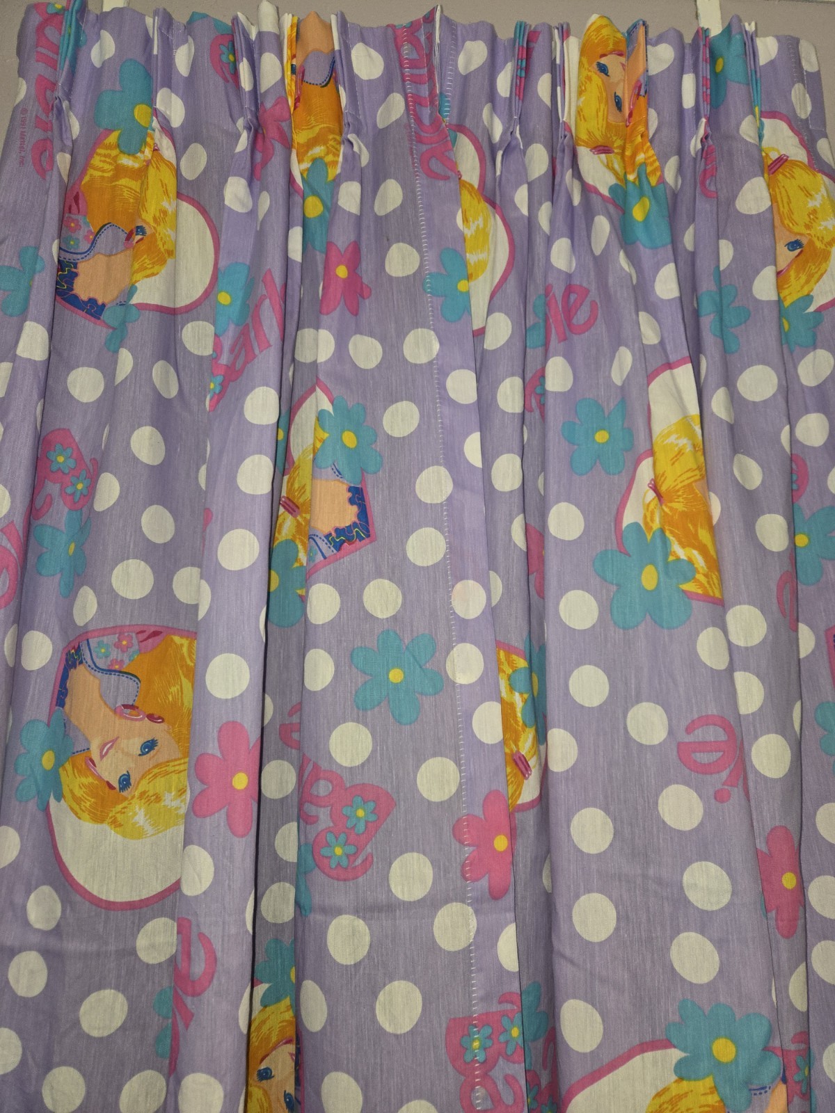Barbie Curtains pinch pleated front draperies Lavender Purple 1991 Vintage RARE