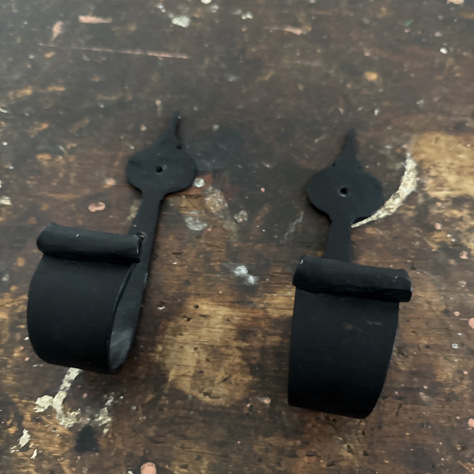 2 Curtain Pole Holders Hand Forged 7” Brackets Hooks for up to 1.75”Diameter Rod