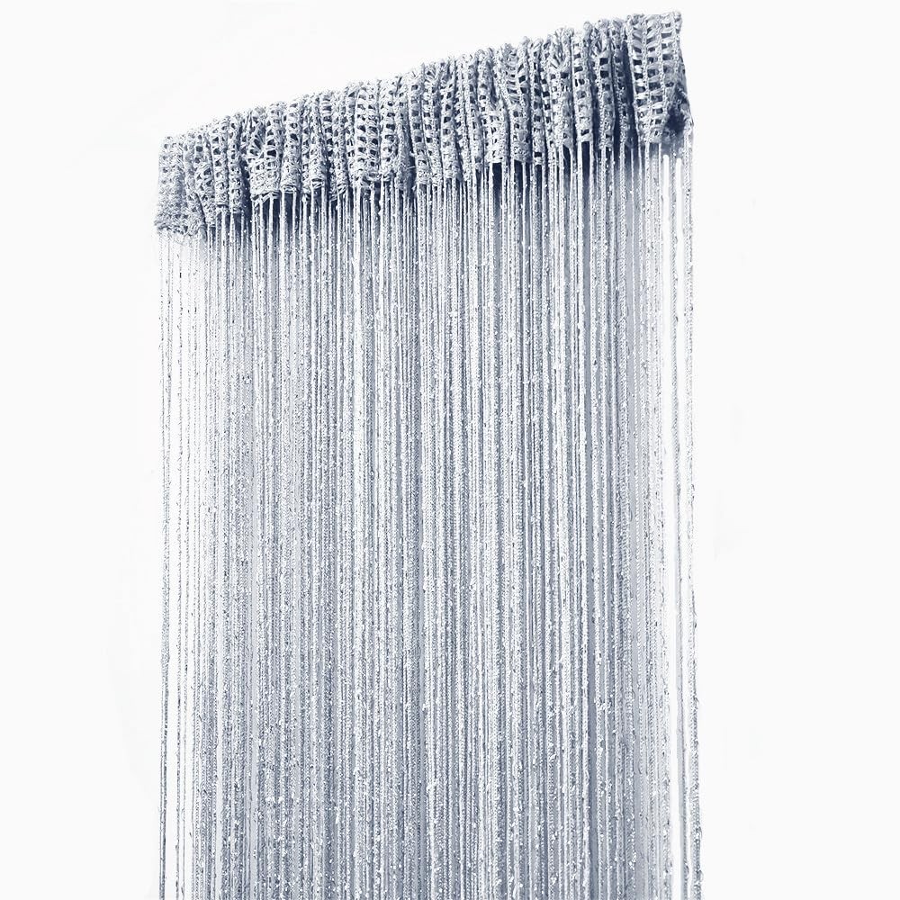100x200CM Silver String Curtain Fringe Room Divider Window Door Panel