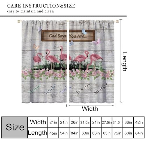 Flamingo Curtain,Summer Beach Tropical 20.5″W x 45″L (Pack of 2) Grey-pink