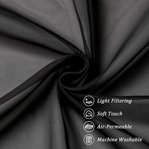 Sheer Valances for Windows 2 Pack, 42W x 14L 42″W x 14″L (Pack of 2) Black