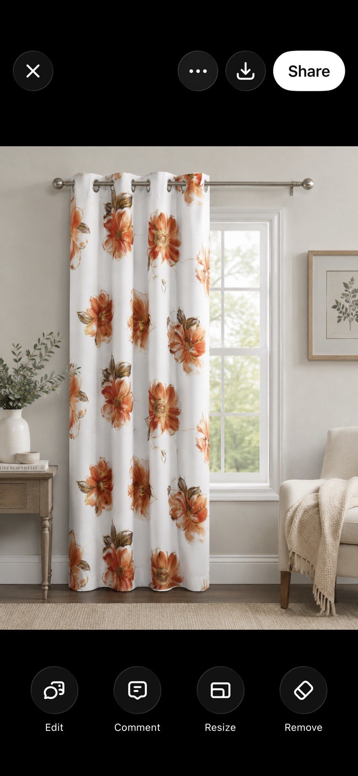 Flora Blackout Room Darkening Floral Curtain Panel 52” x 84” Grommet Top – Pair