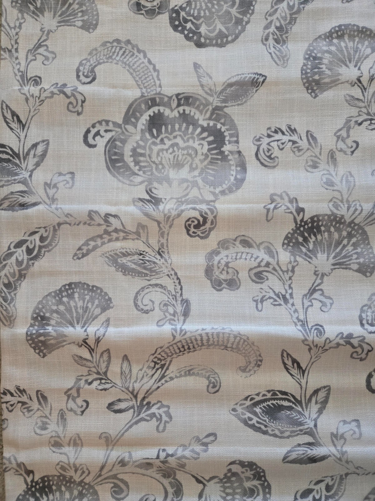 ROMAN WINDOW SHADES in CREAM WITH LIGHT GRAY FLORAL PATTERN-LOT OF 2-34.5W x 58L