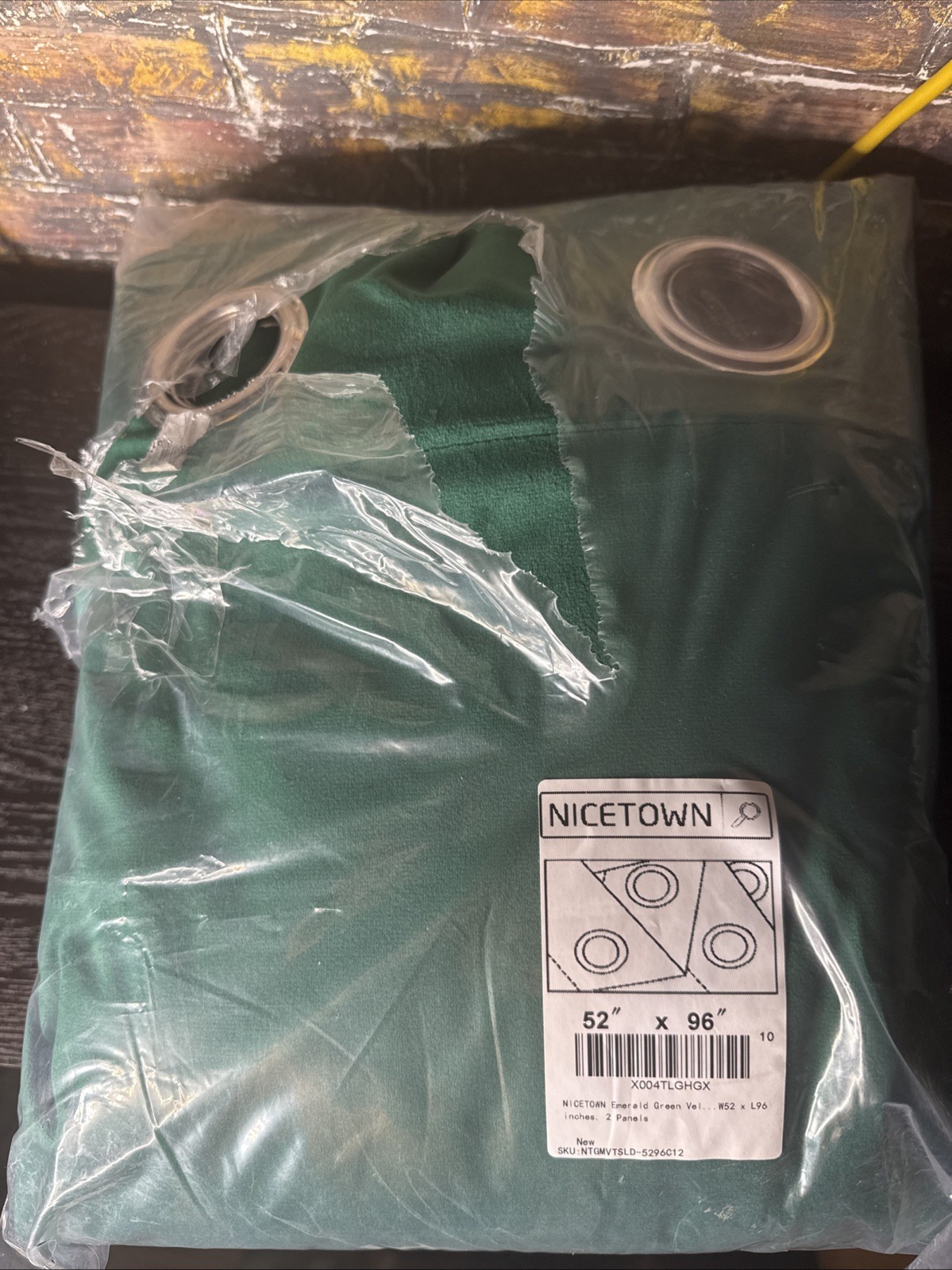 96in Long Velvet Curtains with Rod Hole 52″W x 96″L (Pack of 2) Emerald Green
