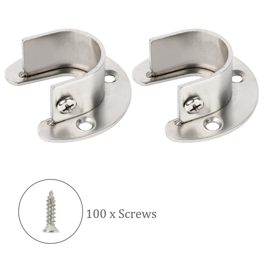 Stainless Steel Clothes Closet Rod Bracket Flange Holder Pole 1.1 Inch Dia 4pcs