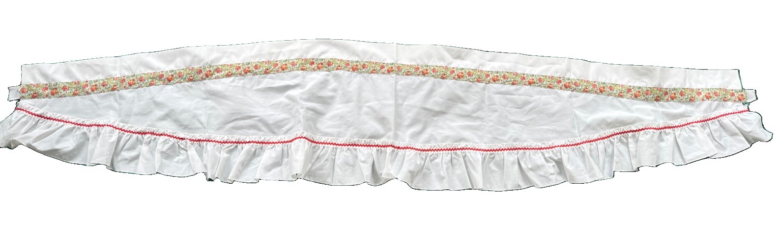 Beautiful Vintage White Cotton Floral Ruffle Curtain Valance USA 79”
