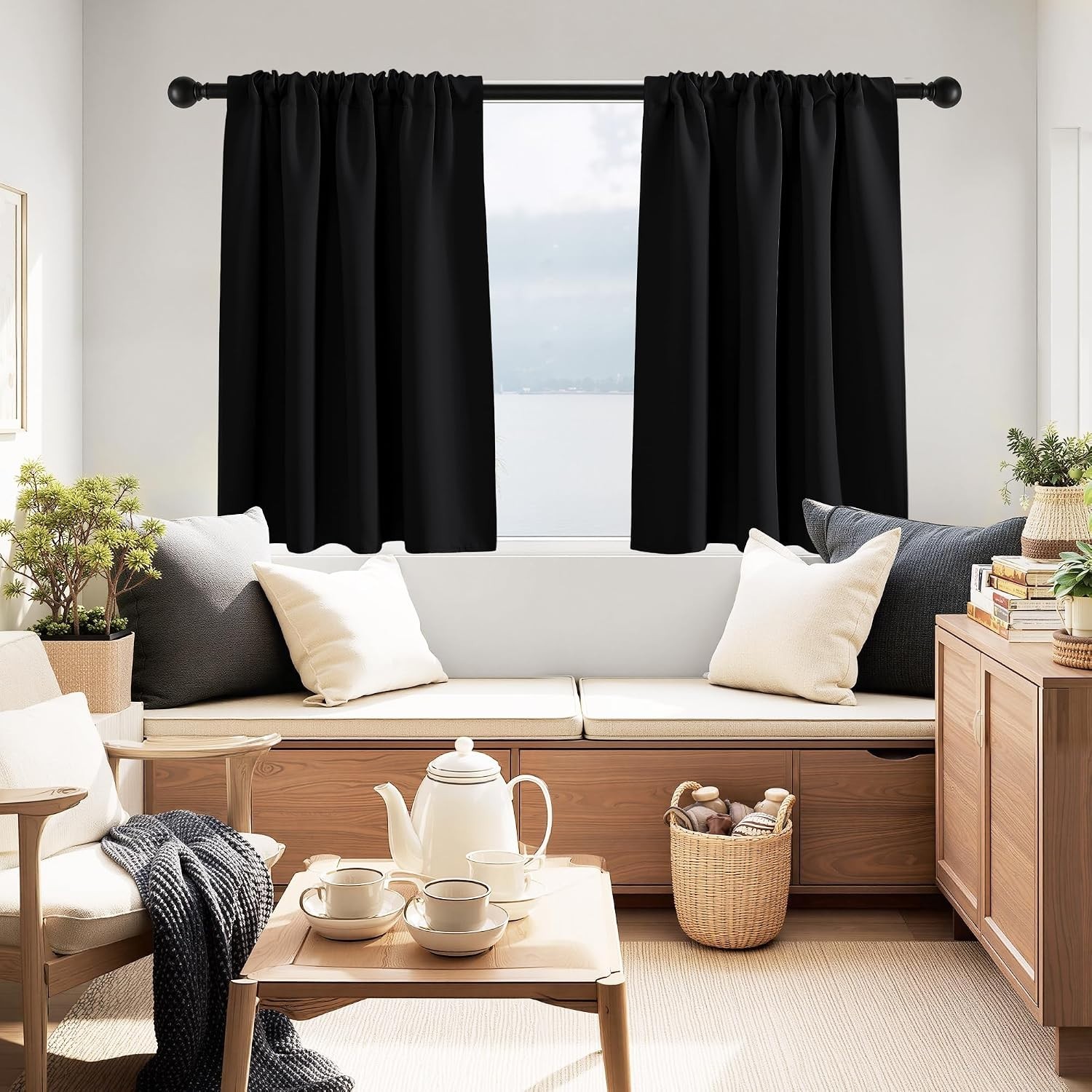 Set of 2 Short Blackout Cafe Curtains 36in Length, W42 x L36 – Classic Charm