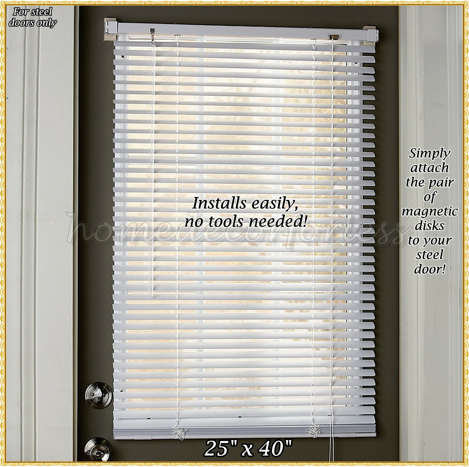 Magnetic Blind For Steel Door Window Vinyl Mini Blind Curtain Magnet Shade 25×40