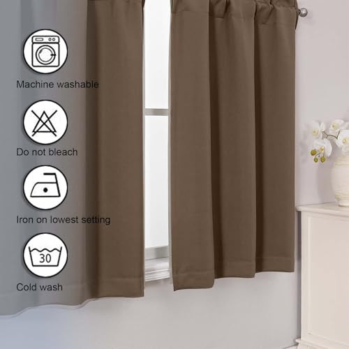 Short Blackout Curtains 36 Inch Length, Small 30″W x 36″L (Pack of 2) Brown
