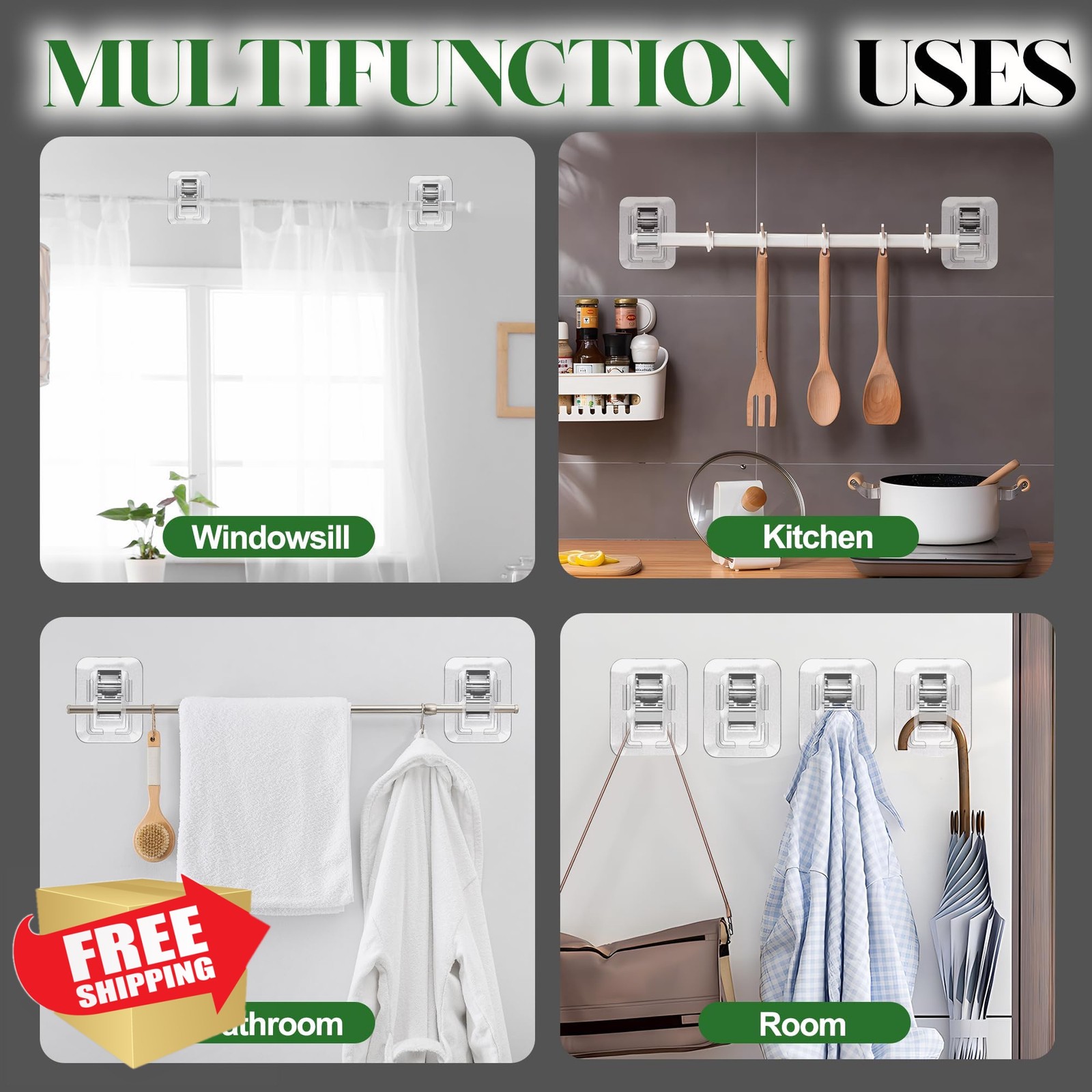 JHCJHC 2 Pack Transparent Curtain Rod Holder