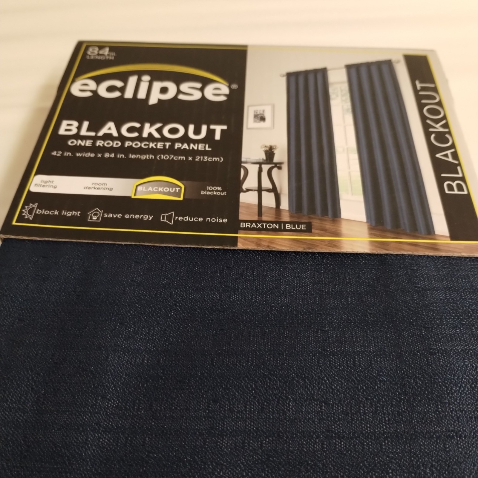 Eclipse Blackout Rod Pocket ONE Panel Curtain Drape 42″x84″ Braxton Blue 🔵