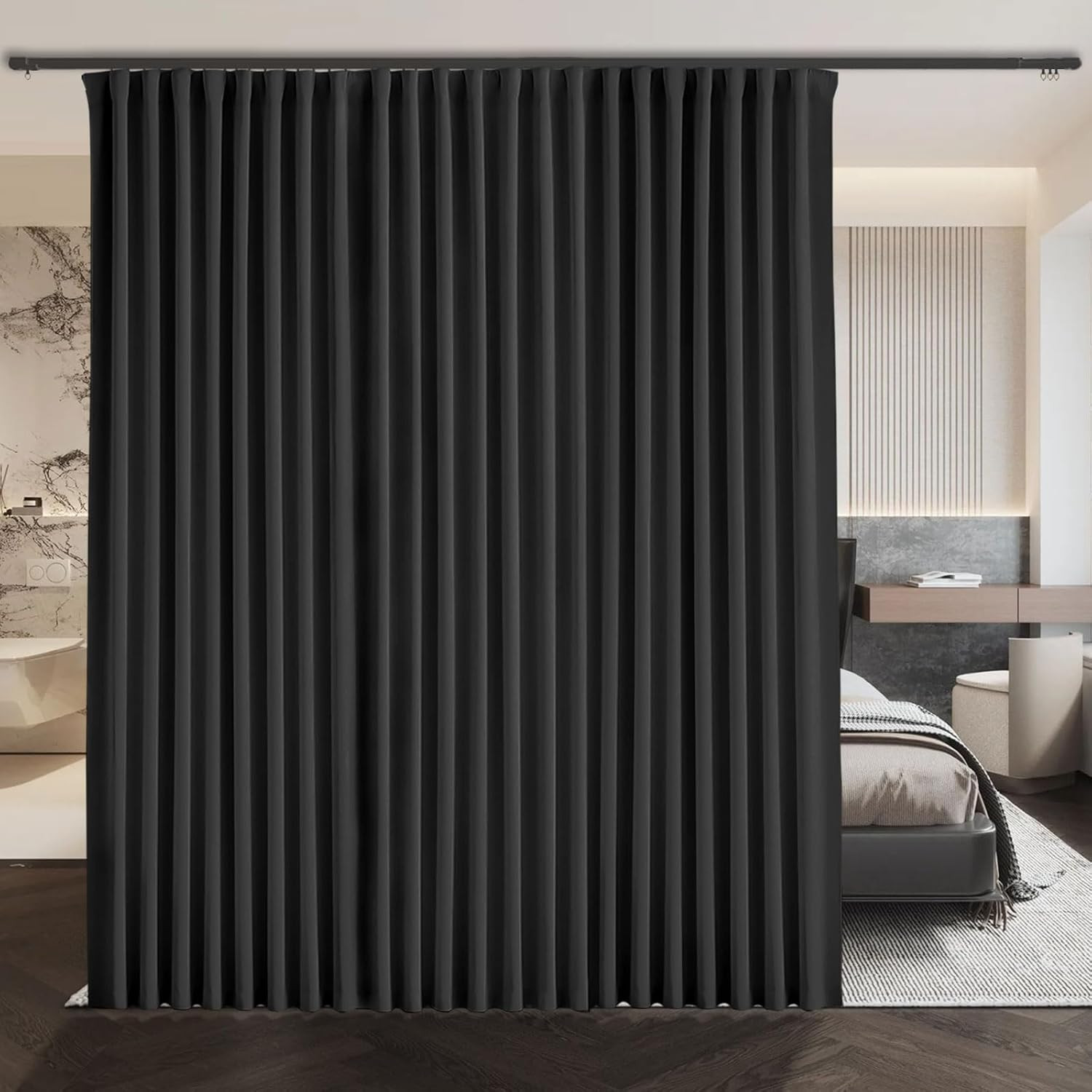 Extra Wide Blackout Curtains, Room Separator Soundproof, Floor to Ceiling Curtai