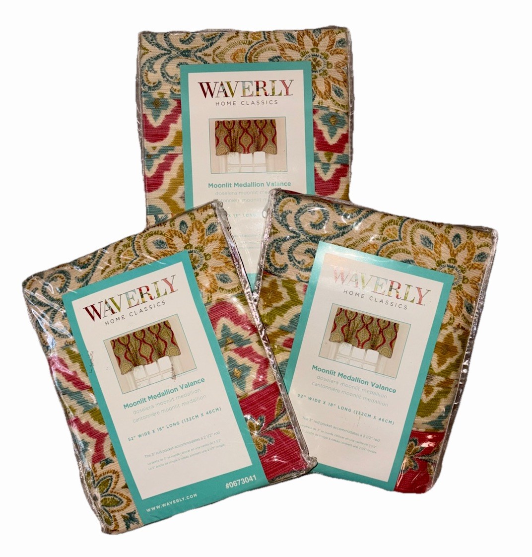 Waverly Home Classics LOT-of-(3) “Moonlit Medallion”valances BOHO 52″x 18” Each