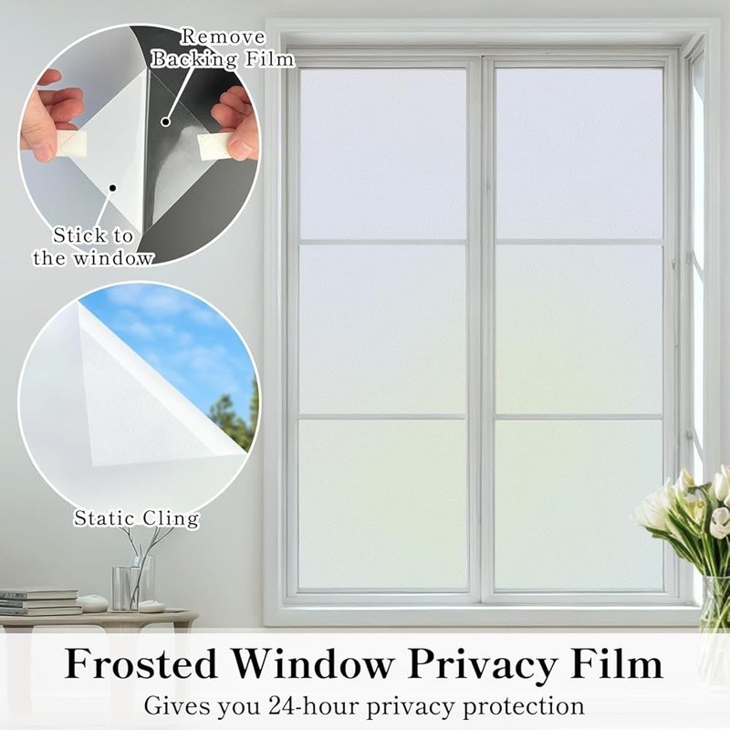 Frosted Window Film Privacy Static Cling Anti UV Reusable Heat Control New