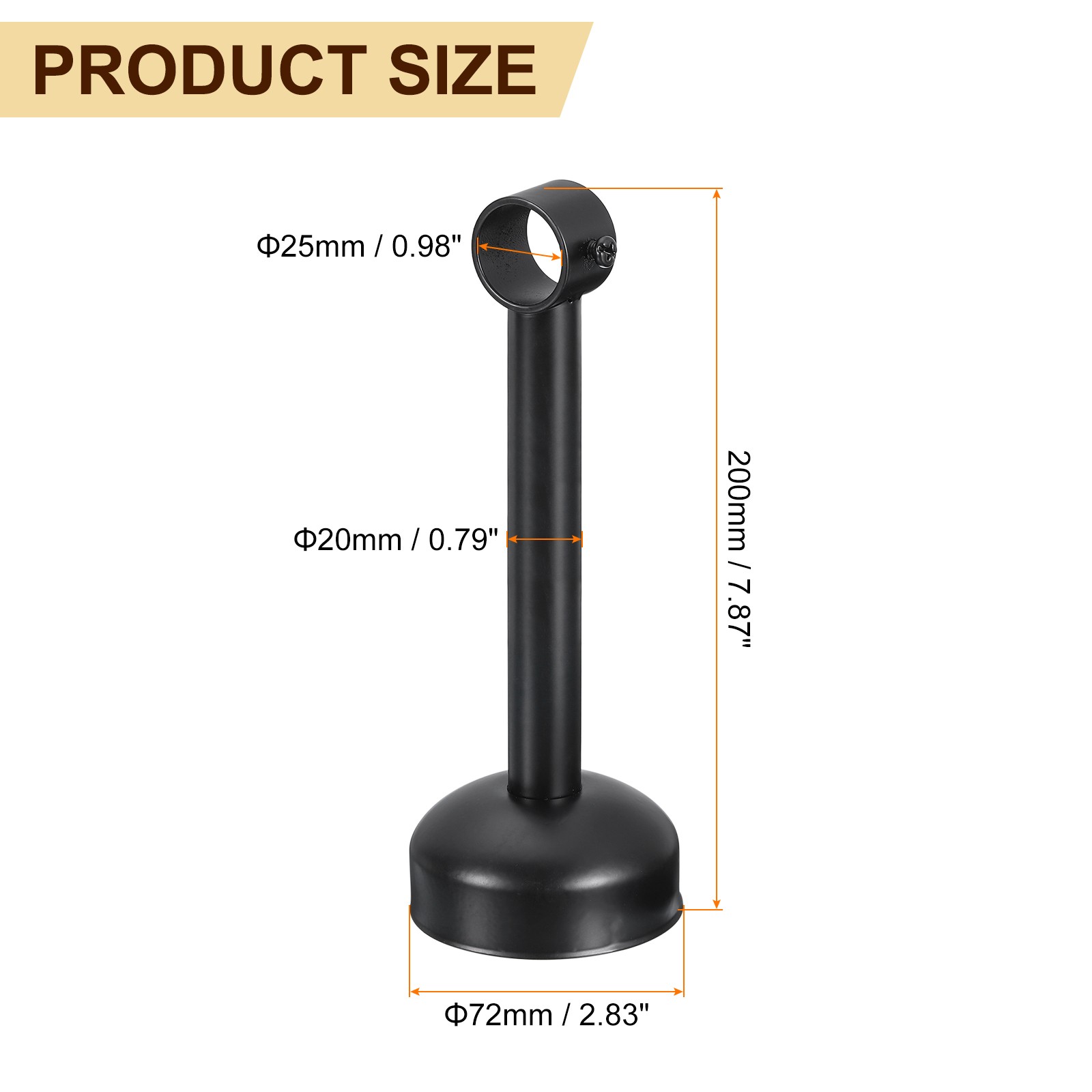 2 Set Ceiling Mount Curtain Rod Bracket 25x200mm Stainless Steel Rod Holders