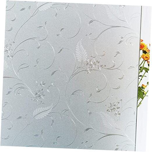 Privacy Window Film Etched Flowers Static Cling Glass Door Film, Non Adhesive