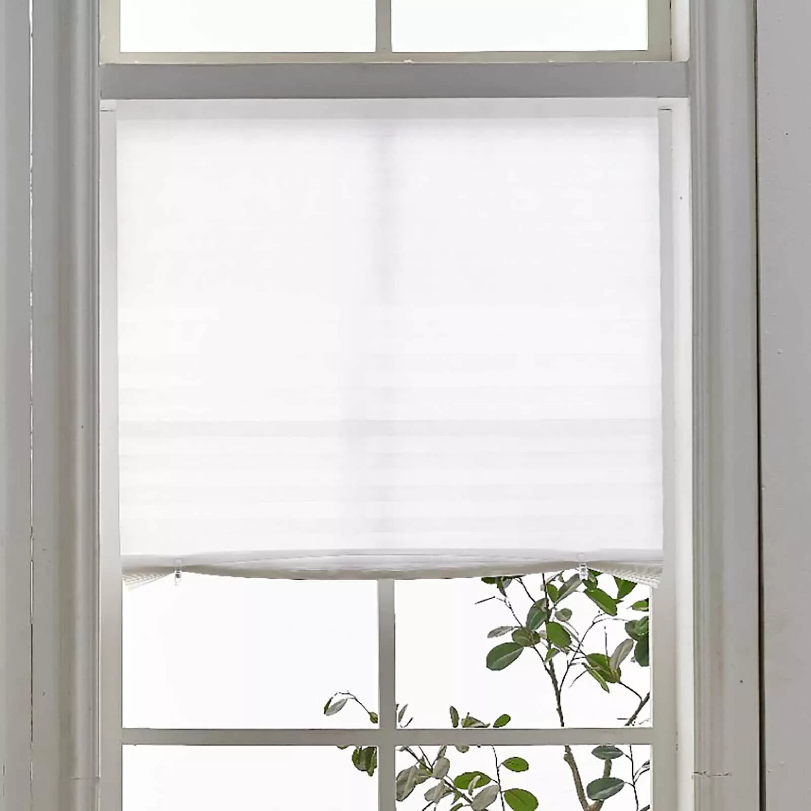 Pleated Fabric Shades, Temporary Window Blinds, No Drilling Self Adhesive Blind*