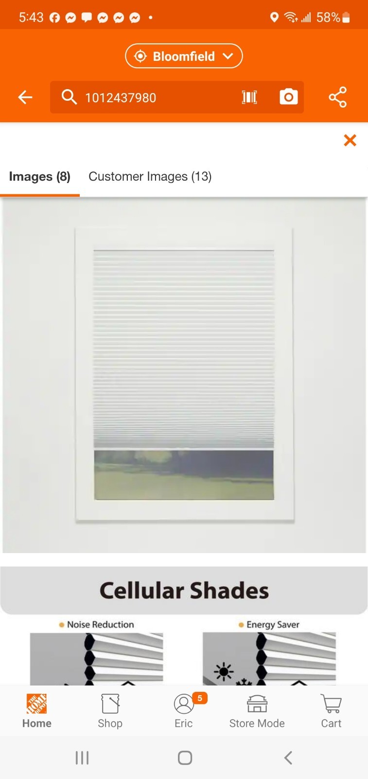 30 1/2″x64″ Perfect Lift Ivory Cordless Blackout Eco Polyester Cellular Shade