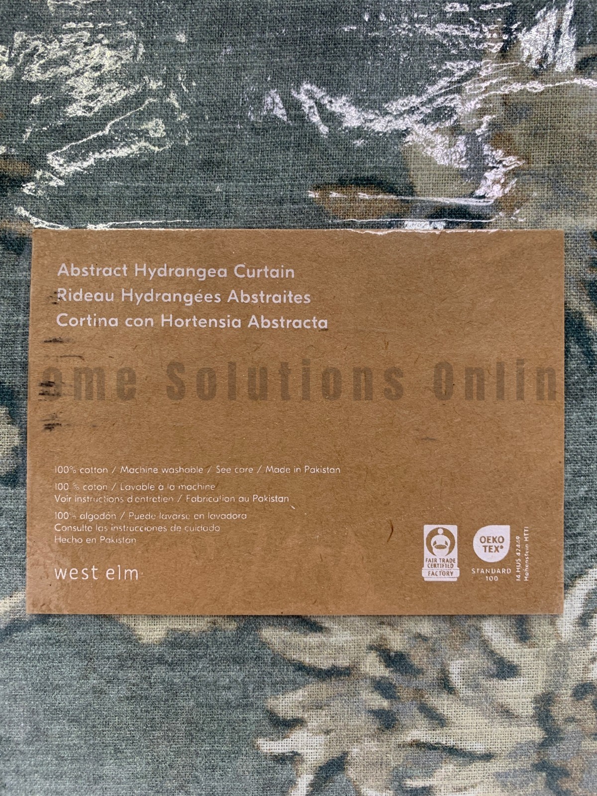 west elm Abstract Hydrangea Floral Curtain Vetiver Green 48″ x 96″ #S4240
