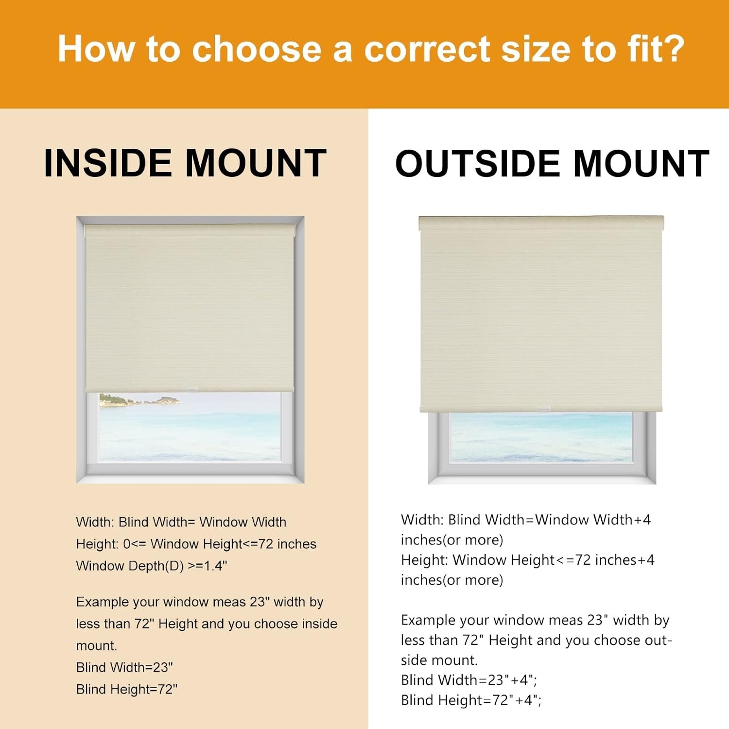 Clearance Beige Free-Stop Cordless 100% Blackout Roller Shades for Window Blinds
