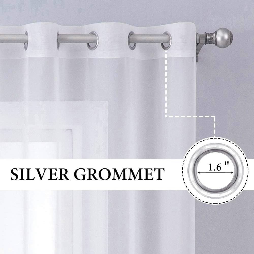 MIULEE 2 Panels Solid Color White Sheer 54″W x 120″L (Pack of 2),