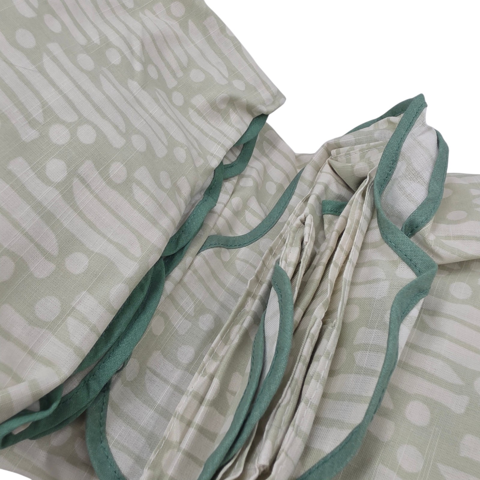 NEW West Elm Set of 4 Batik Scallop Curtains Green 48×108 Cotton Window Panels