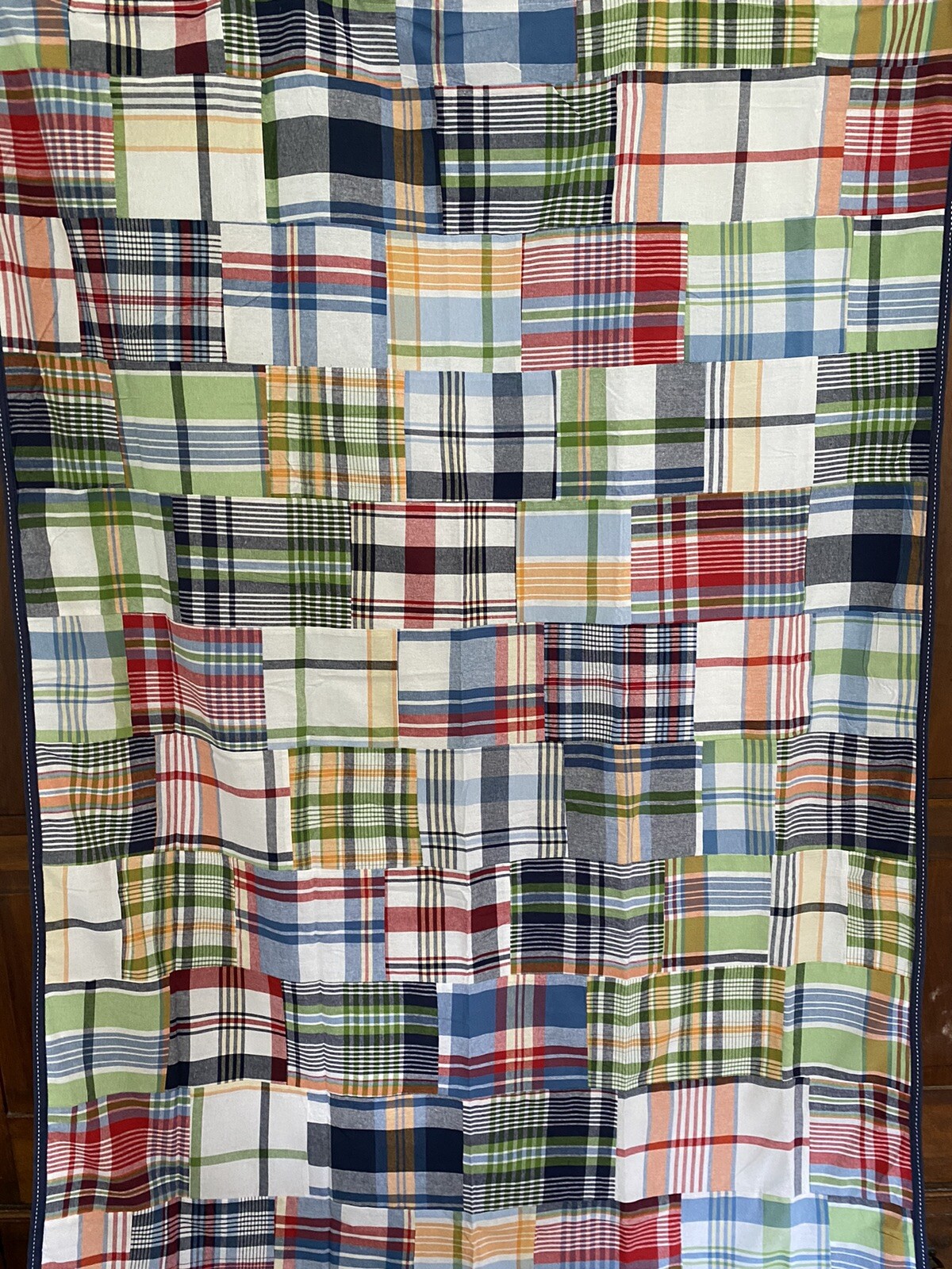 5 PAIRS POTTERY BARN KIDS MADRAS PLAID PATCHWORK COTTON BLACKOUT CURTAINS 44×63