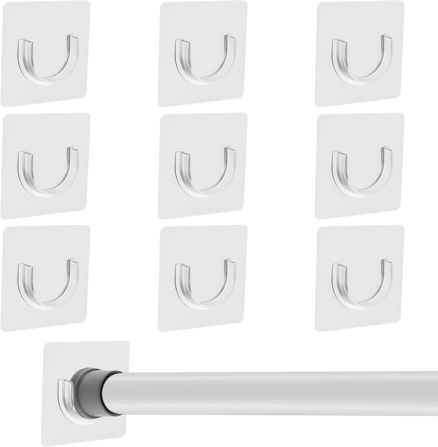 9PCS Curtain Rod Holder, ABS No Drill Shower Brackets for Rods Heads 1.47Inch or