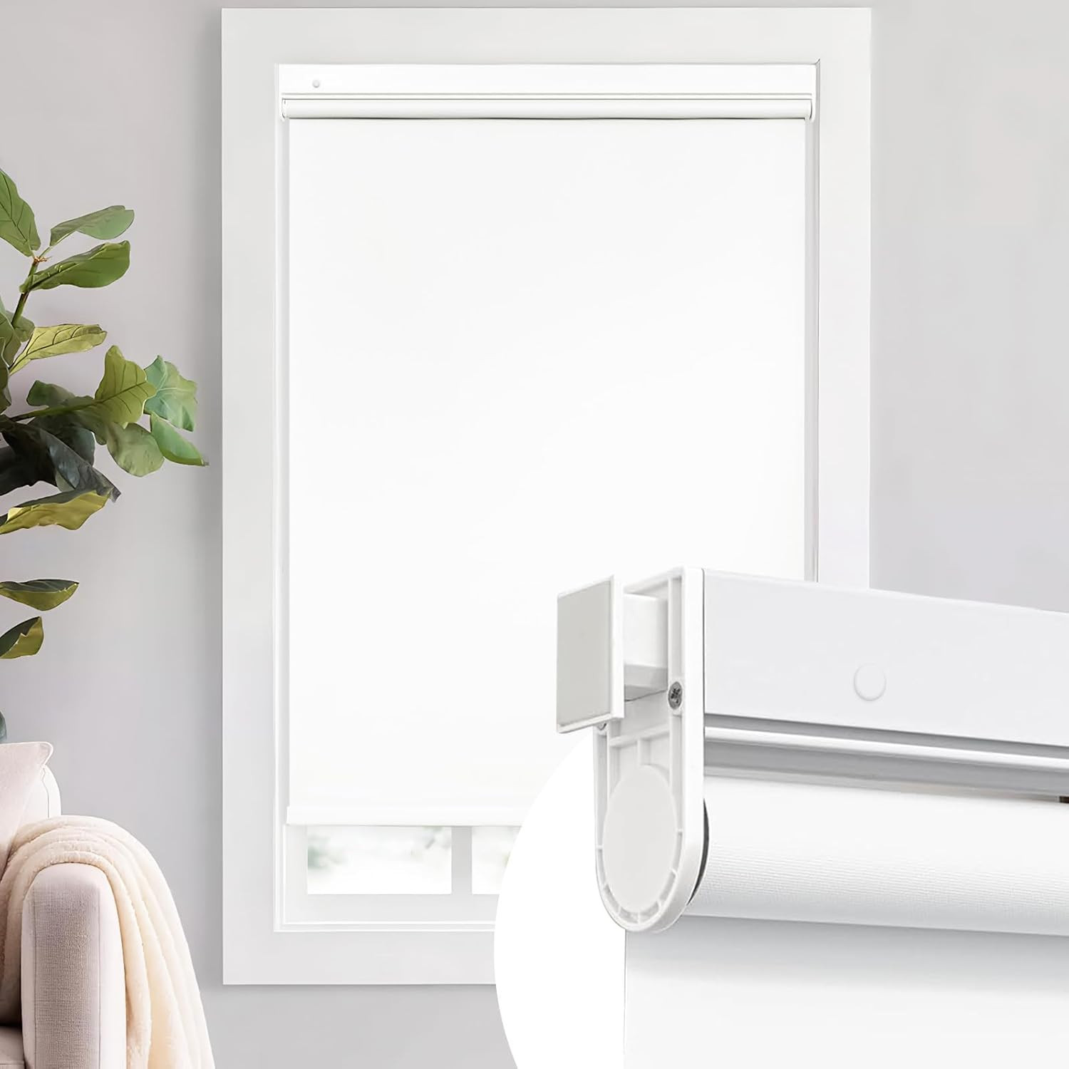 Cordless Blackout Roller Shades, 23” W X 72” H, Easy No-Drill Installation