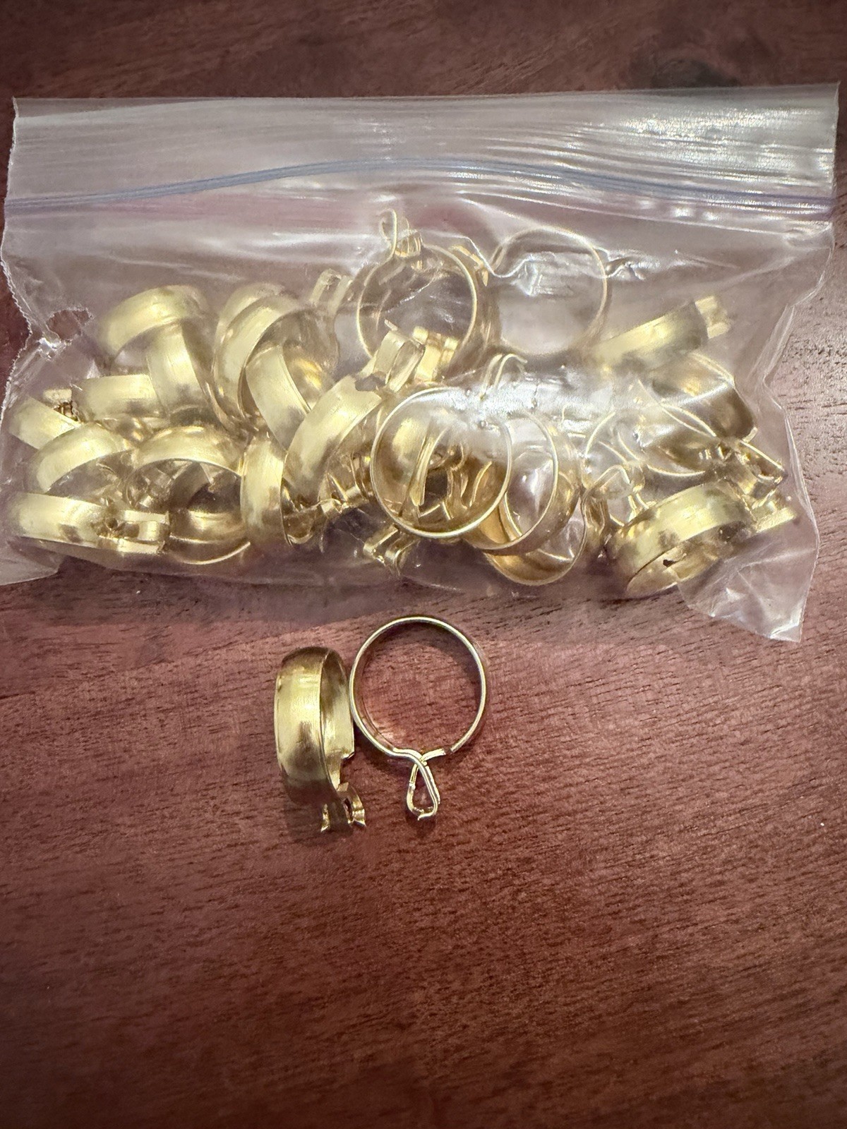 Cafe Clip Round Curtain Rings Gold Tone 1”
