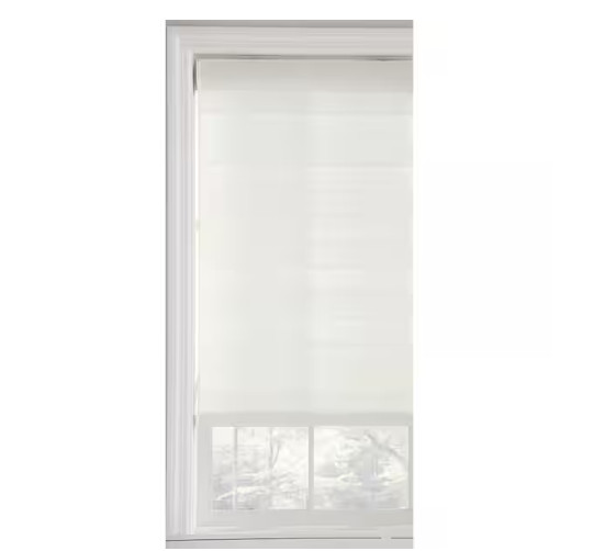 Harper Lane Pre-Cut White Cordless Light Filtering Layered Roller Shade 27″x 72″