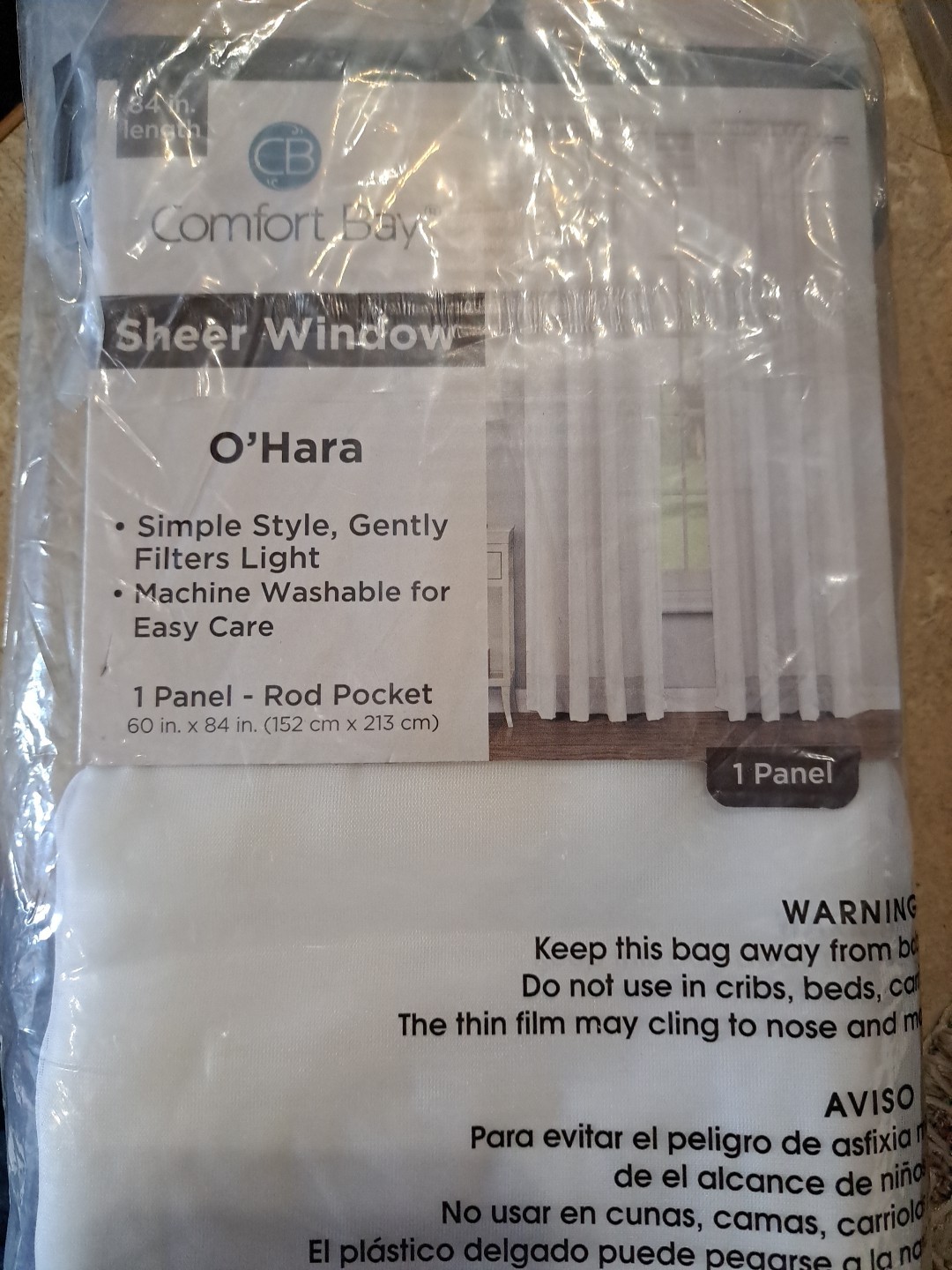 Comfort Bay Sheer Window O’Hara 1 Panel 60″ x 84″