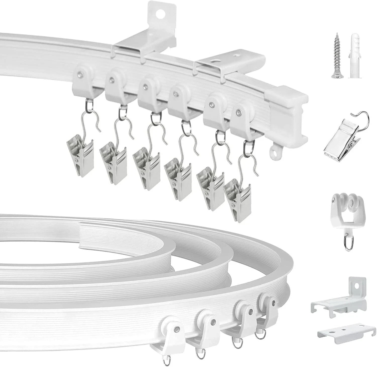 Ceiling Curtain Track, Flexible Bendable Curtain Rail System, 20Ft Wall Mount