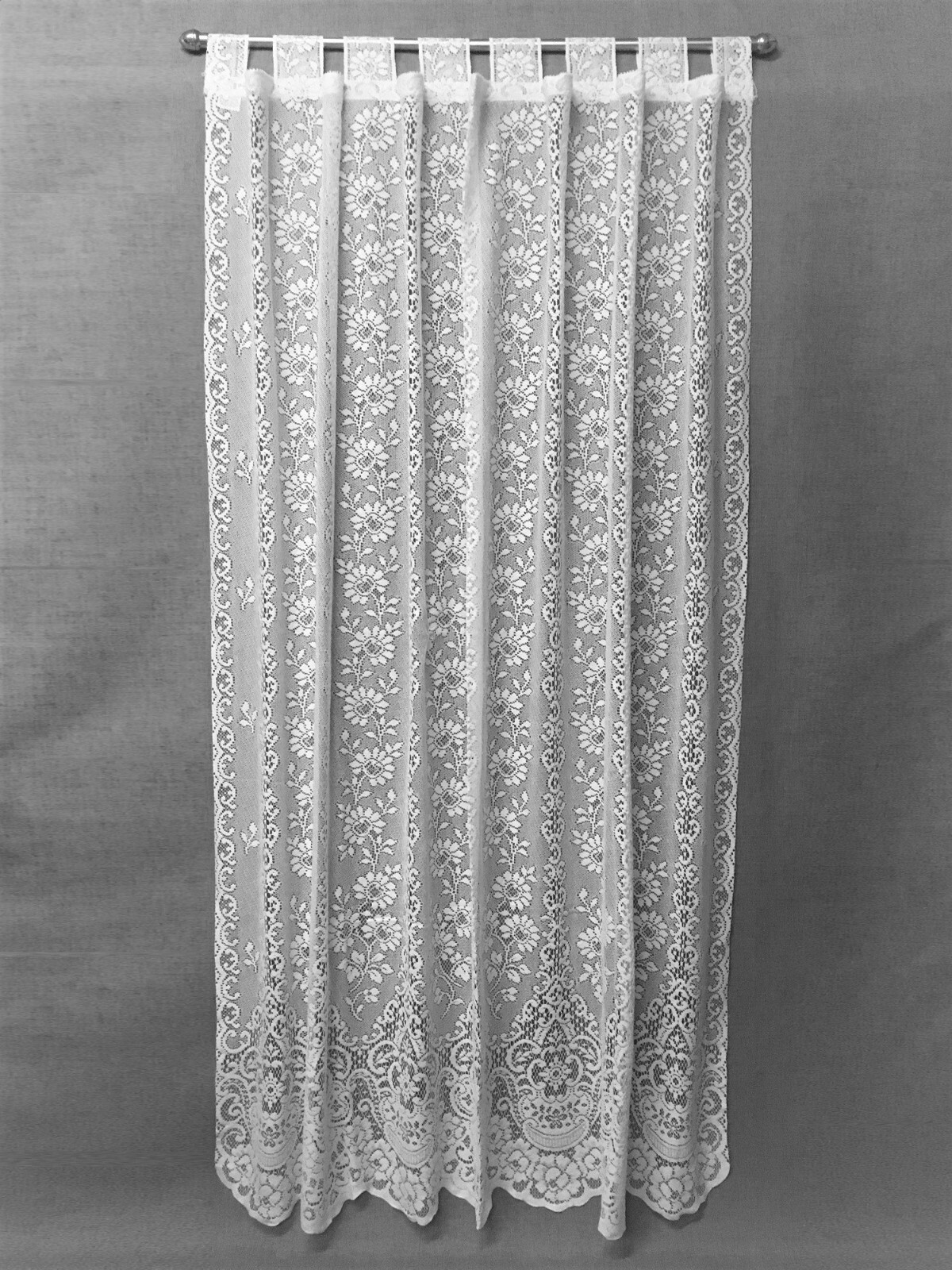 Floret White Cotton Blend Lace Tab Top Window Panel 60″ x 63″/84″ Bedroom