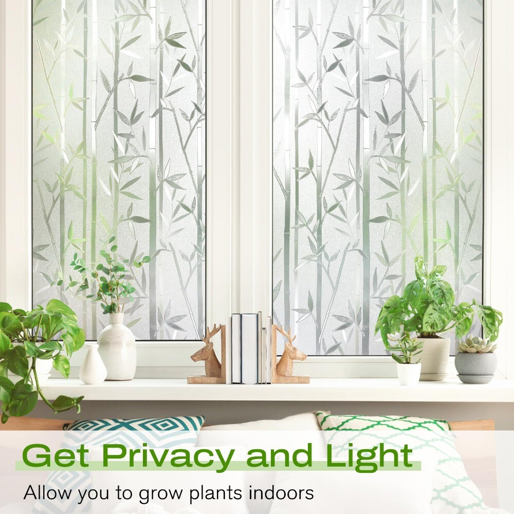 Rabbitgoo Frosted Window Privacy Film Bamboo Static Cling Film Home Decorative