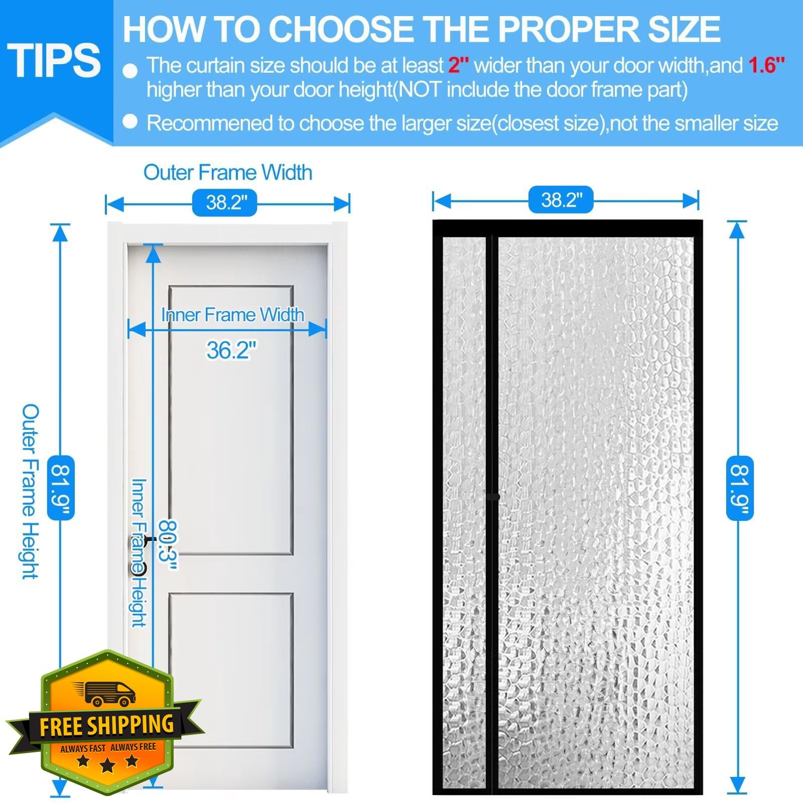 RELIANCER Insulated Door Curtain Fits 36″x80″