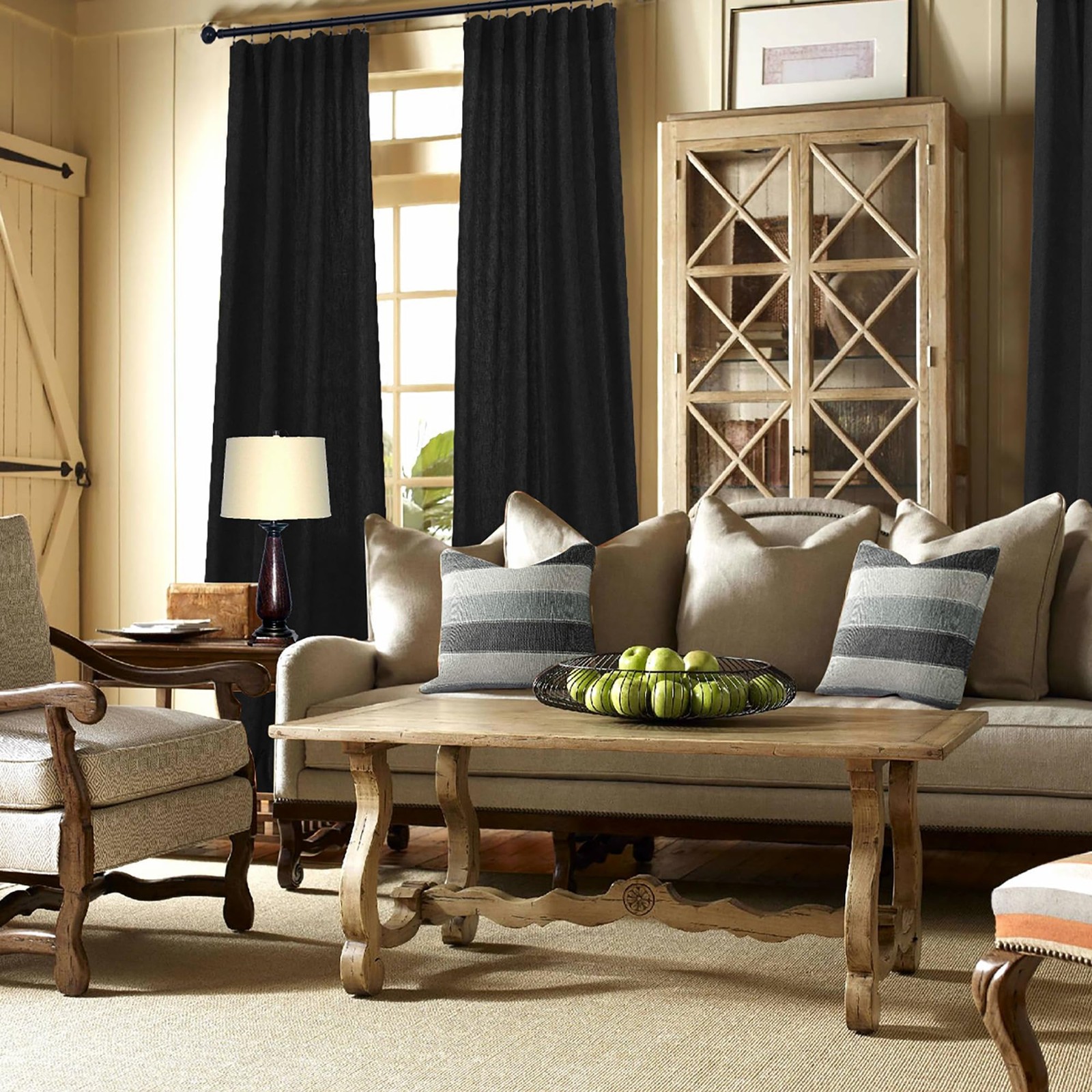 Linen Curtains 54 Inch Length 2 Panels Set for Bedroom, Back Tab Light Filter…