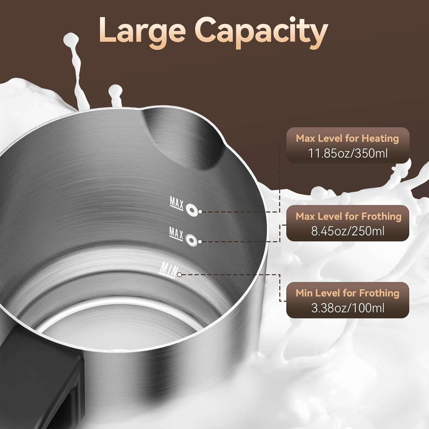 4-in-1 Milk Frother & Steamer – 24oz Automatic Hot & Cold Stainless Steel Jug