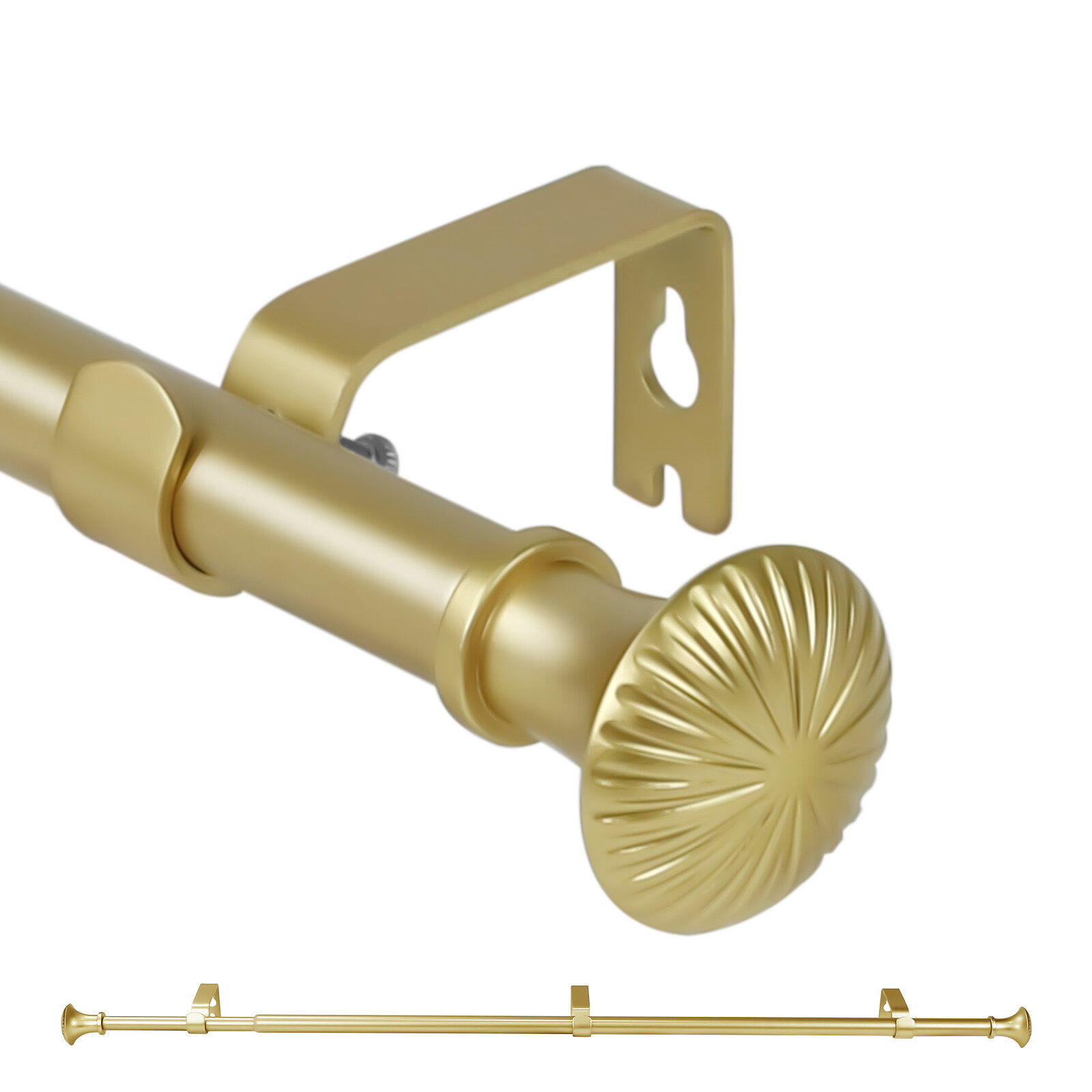 5/8″ Adjustable Single Curtain Rod with Trumpet Finial, 28″-48″/”48-84″/”84-120″