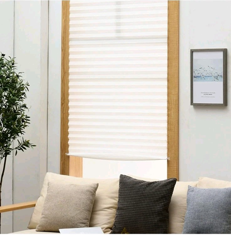 Temporary Window Blinds Cordless Self Adhesive Pleated Paper Blinds 35″x59″