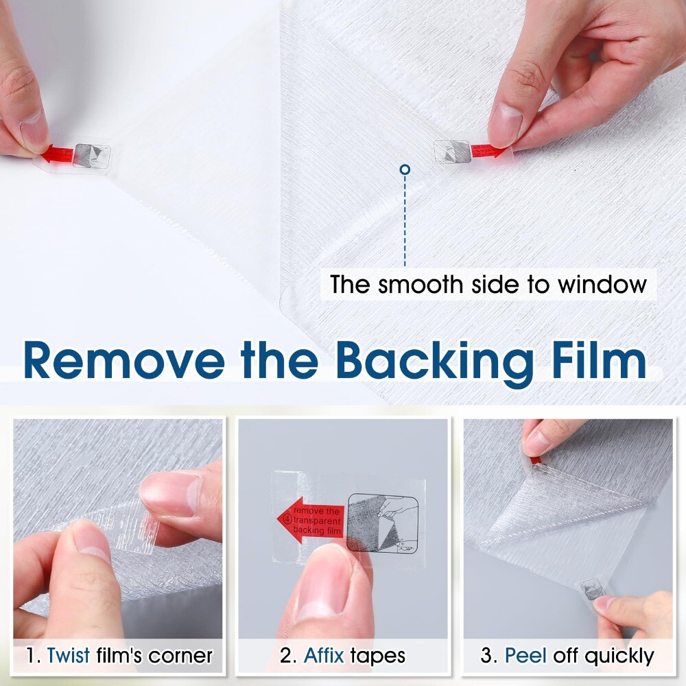 rabbitgoo Window Privacy Film Frosted Static Cling Rain Silk Sticker UV Blocking
