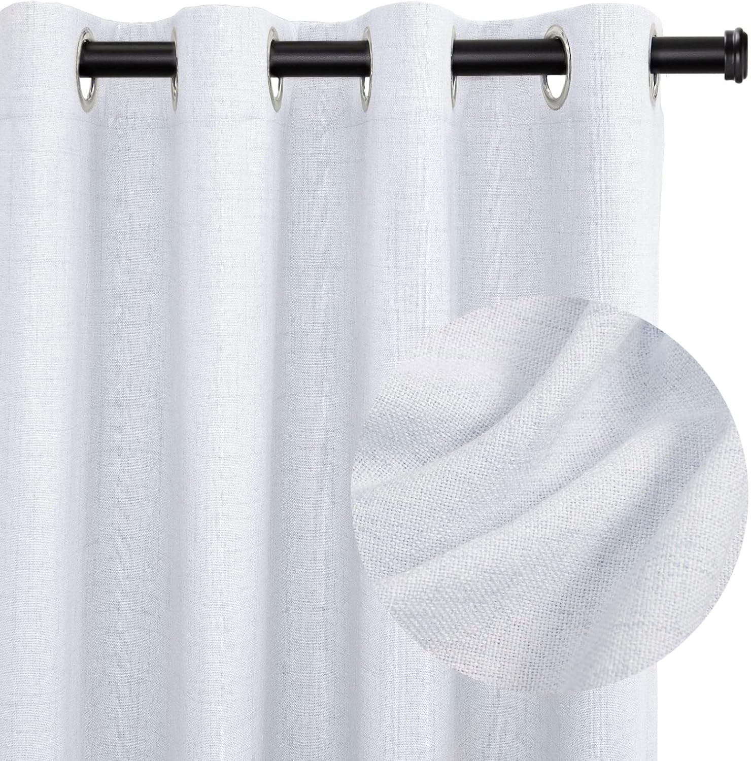 100% Blackout Shield Linen Look Textured Blackout Curtains for Bedroom 45 Inches