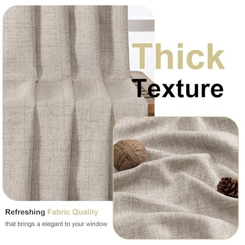 2 Panels Kitchen Curtains 36 Inch Length, Faux 30″W x 36″L (Pack of 2) Linen