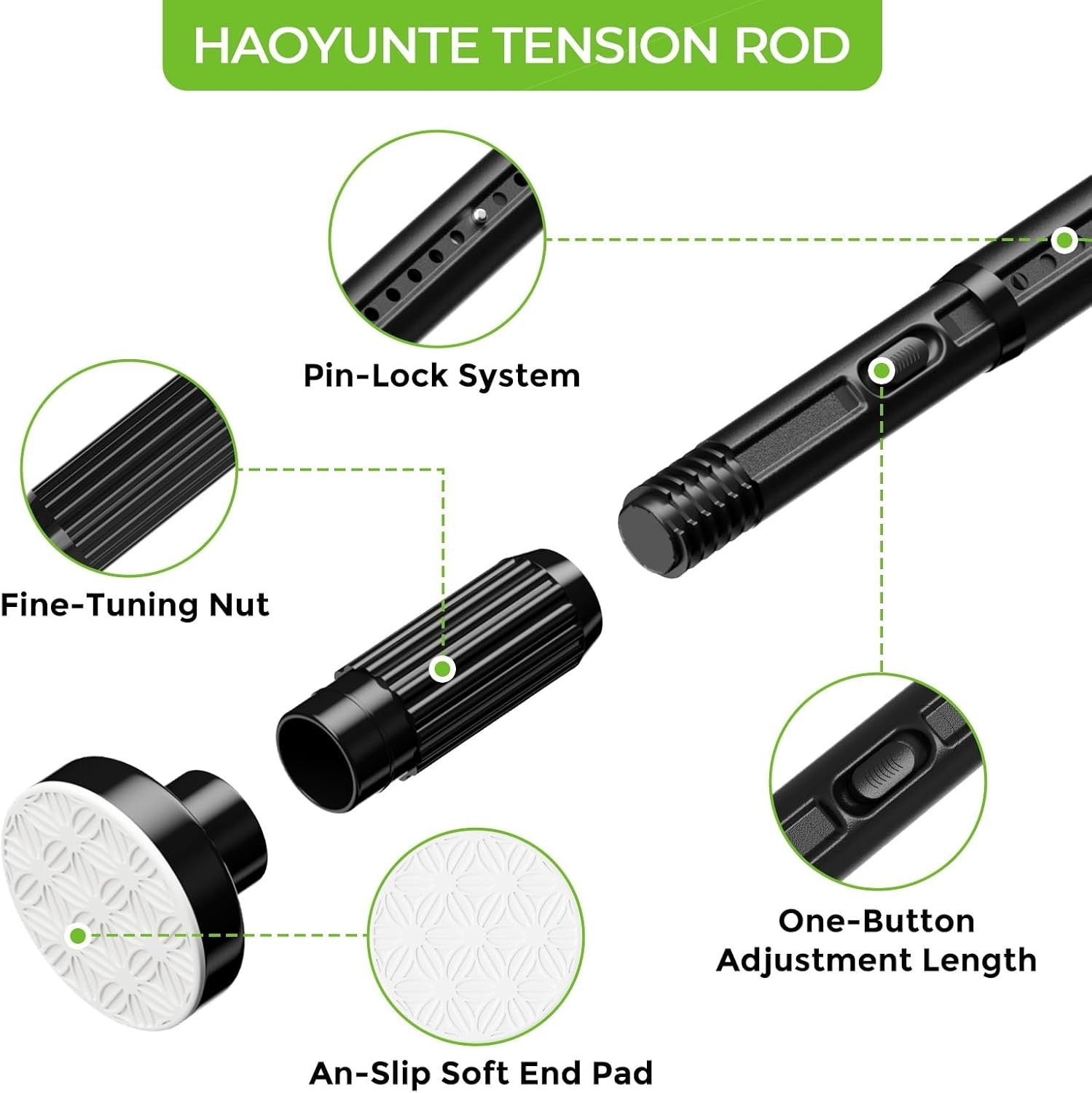 Heavy Duty Tension Curtain Rod No Drilling 41-118 Inch, One-Click Adjustable …