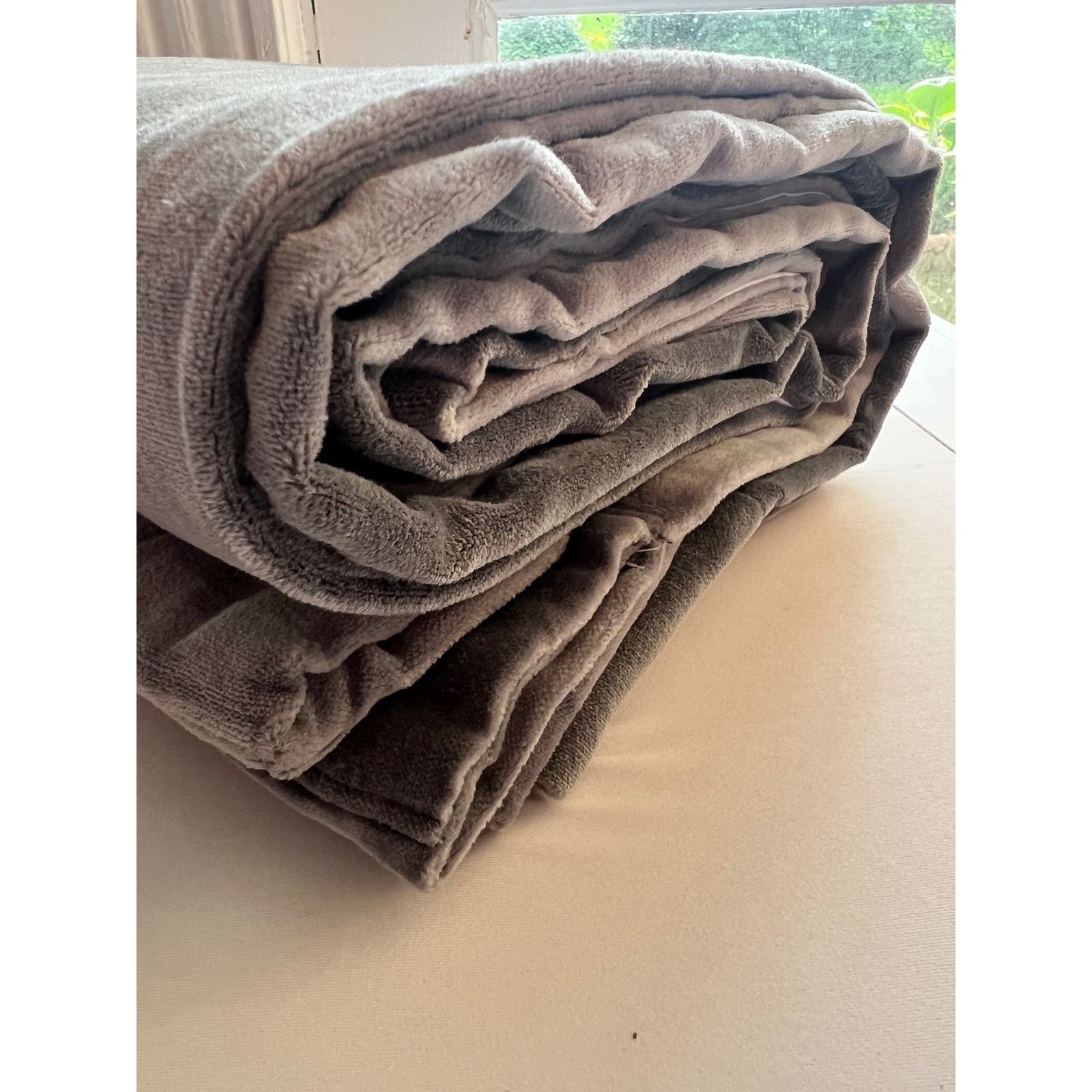 NWOT QUINCE Slate Gray Cotton Velvet Modern Minimalist Curtain Panel 48X96 $100