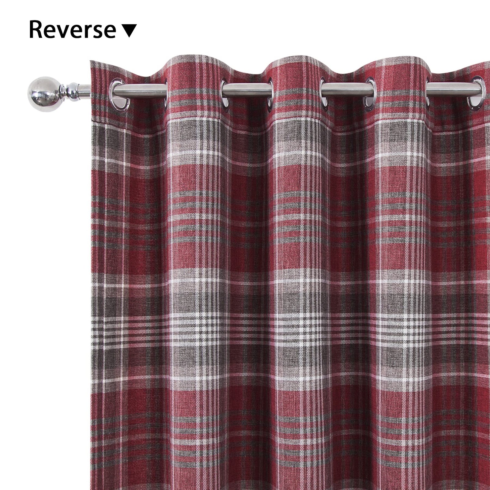 Red Plaid Curtains Grommet Highland Woolen Look Tartan Curtains for Bedroom L…