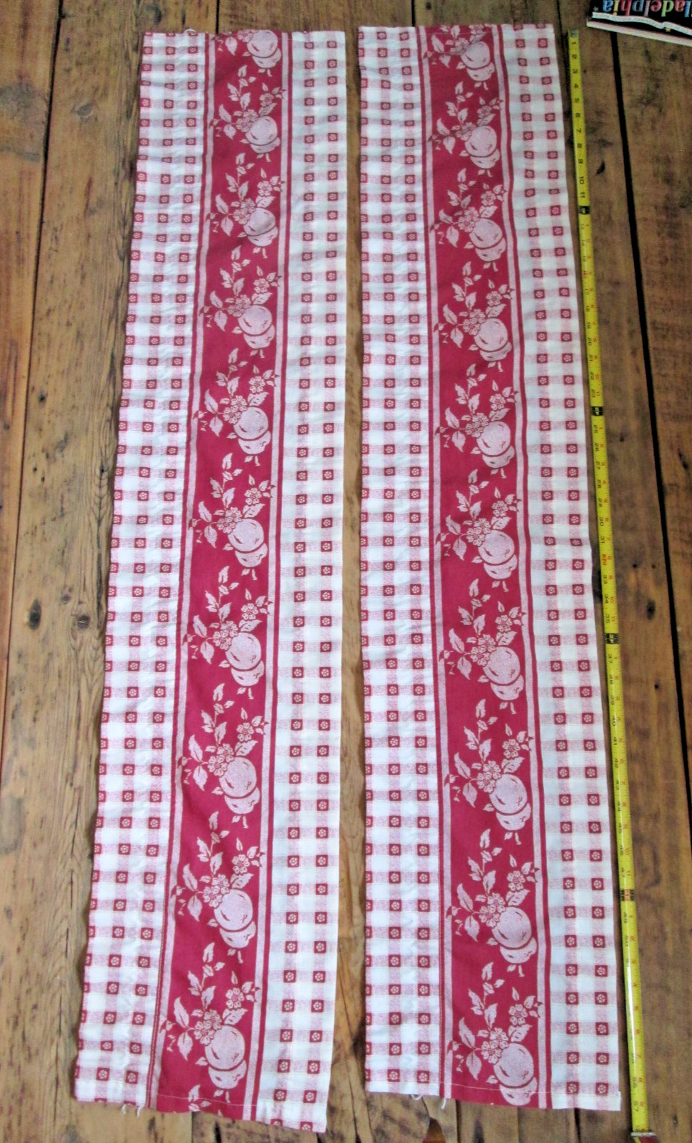JC Penney Home Collection Red Fruit Curtain Valances Rod 57” x 11” Berry Check