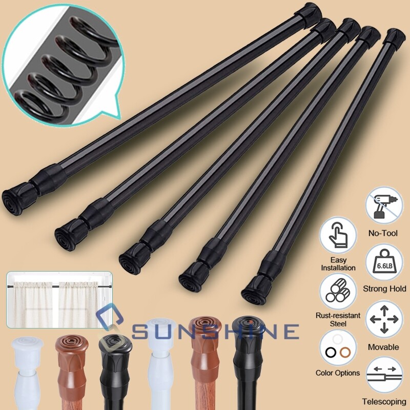 2-6PCS Curtain Tension Rods | 15 to 45 inches(Approx.) Spring Curtain Rod Set