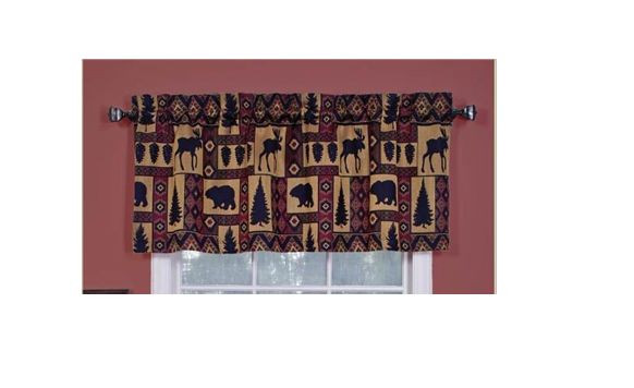 Pine Creek Lodge Tapestry Window Valance,Modern Rustic Woven Pattern 54″x16″-NEW