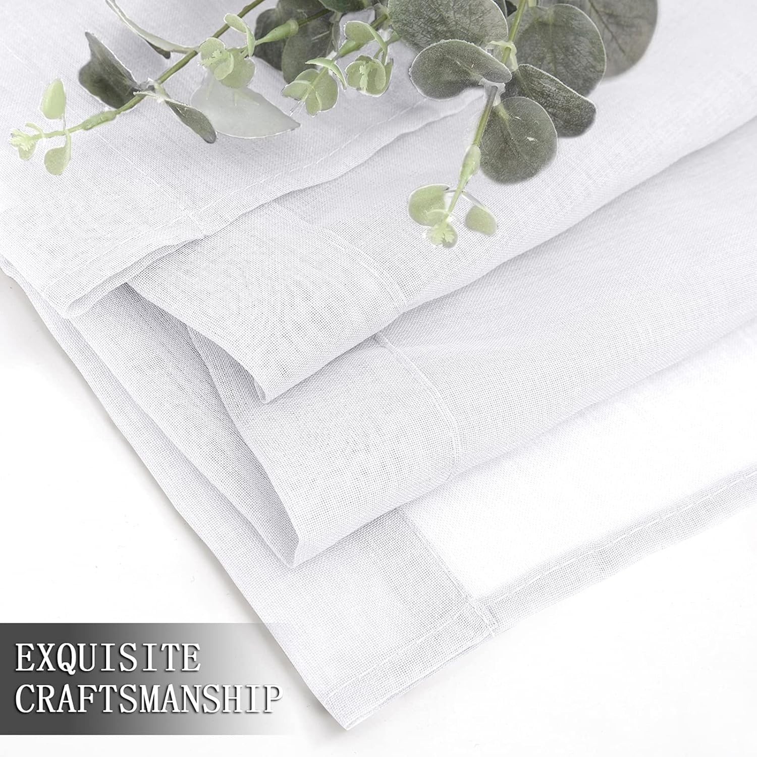 Lightweight 2-Piece White Sheer Curtains – 38×84 Faux Linen for Dreamy Interiors